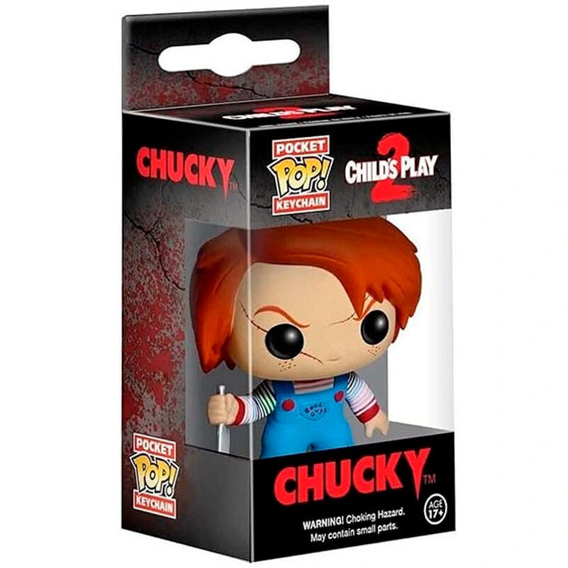 Porte-clés FUNKO Pocket POP représentant Chucky du film Child's Play 2 avec détails colorés et expression menaçante