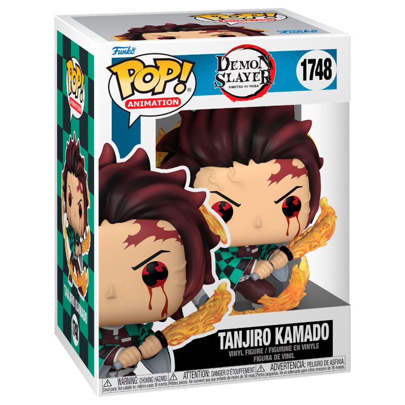 Figurine Funko POP de Tanjiro Kamado en vinyl de 9 cm, avec son kimono vert et noir, issue de Demon Slayer