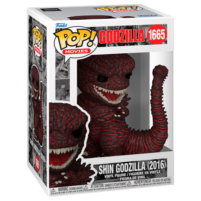 Figurine Funko POP Godzilla 2016 en vinyle de 9 cm dans sa boîte cadeau, vue de face avec détails précis
