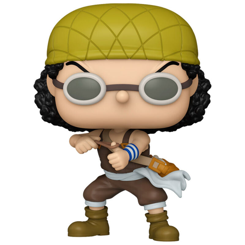 Vue rapprochée de la figurine Funko POP Usopp montrant les détails du visage et costume