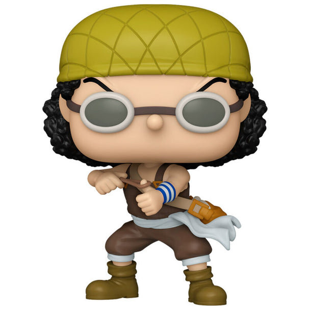 Vue rapprochée de la figurine Funko POP Usopp montrant les détails du visage et costume