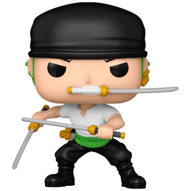 Collection complète avec figurine Funko POP Roronoa Zoro et ses accessoires dans la boîte