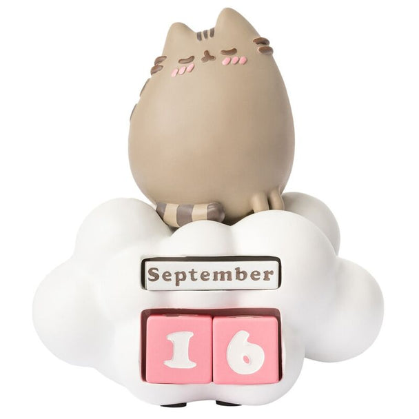 Vue de face du calendrier perpétuel 3D Pusheen Purrfect Love en résine peinte à la main