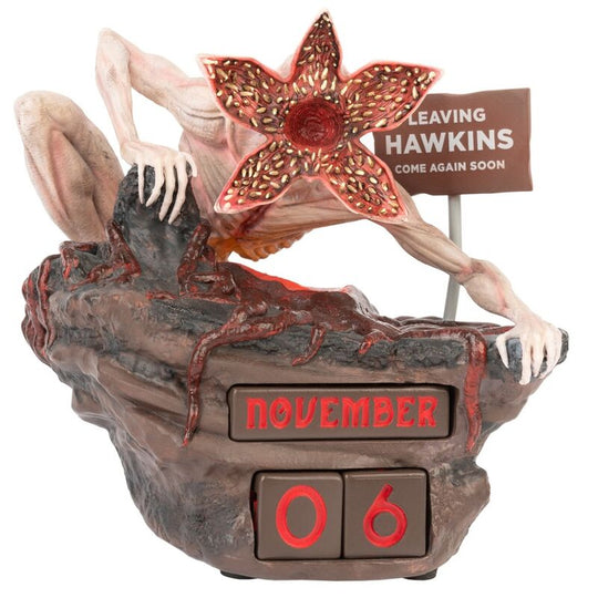 Vue de face du calendrier perpétuel 3D Demogorgon Stranger Things en résine peinte à la main