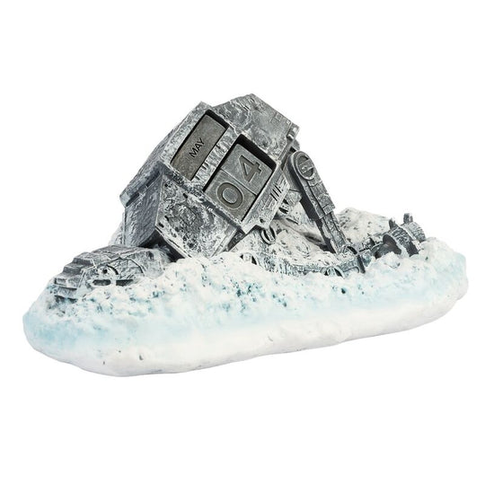 Vue de face du calendrier perpétuel 3D Star Wars AT-AT en résine peinte à la main