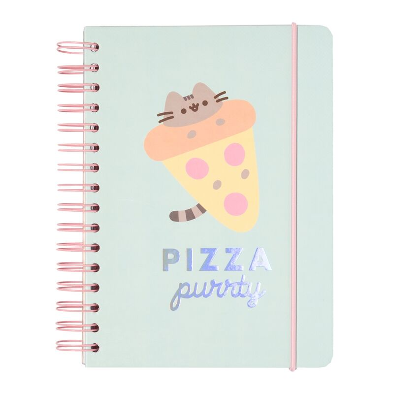 Couverture rigide du cahier Pusheen Foodie A5 ERIK avec illustration colorée et fermeture élastique