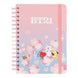 Vue de face du cahier BT21 Sakura A5 ERIK avec couverture rigide rose et illustration BT21