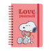 Couverture rigide du cahier A5 Snoopy Love Yourself de la marque ERIK avec illustration colorée