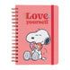 Couverture rigide du cahier A5 Snoopy Love Yourself de la marque ERIK avec illustration colorée