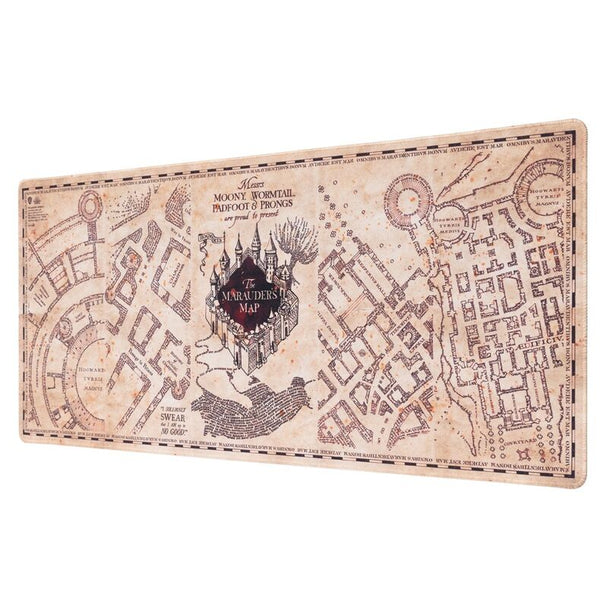 Vue rapprochée du tapis gaming Harry Potter Carte des Maraudeurs avec détails de la surface textile waterproof