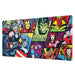 Vue d'ensemble du tapis de bureau gaming Marvel Avengers ERIK avec design coloré et dimensions 80x35 cm