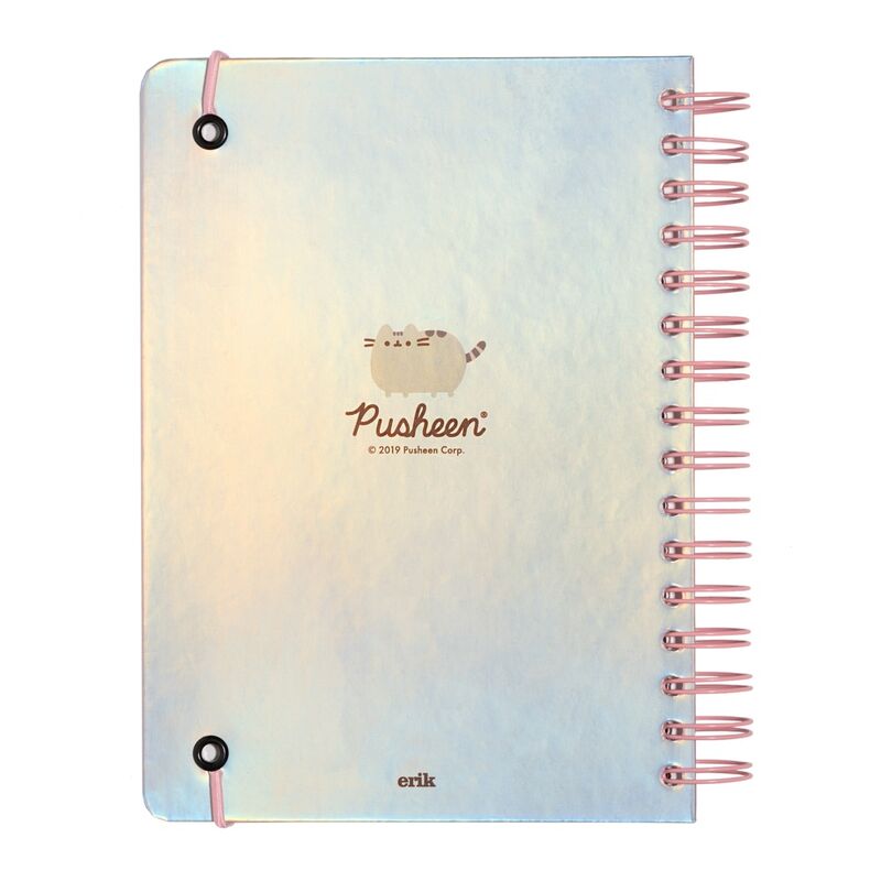 Vue de profil montrant la reliure wire-o robuste du cahier Pusheen Foodie A5 ERIK