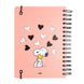 Vue rapprochée de la reliure wire-o robuste du carnet Snoopy A5 ERIK