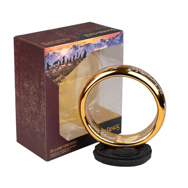 Vue de côté de la lampe Anneau Unique ERIK avec bouton de contrôle visible sur la base en PVC noir