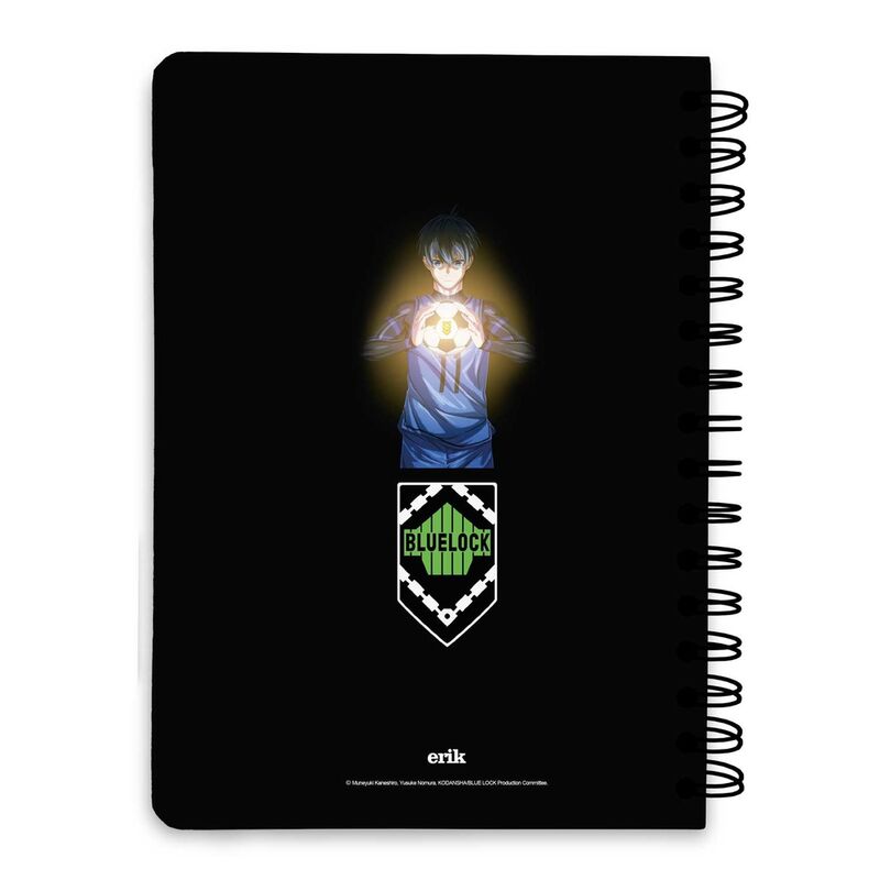 Pages intérieures du cahier Blue Lock A5 ERIK montrant un papier de qualité pour écriture et croquis