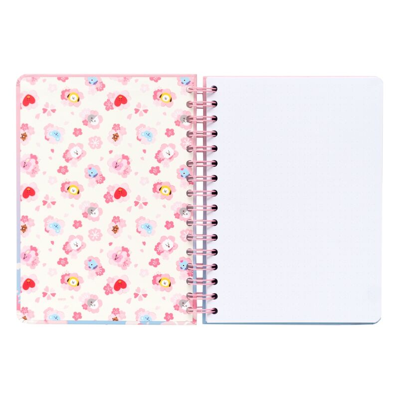 Fermeture élastique noire du cahier BT21 Sakura A5 assurant la protection des feuilles