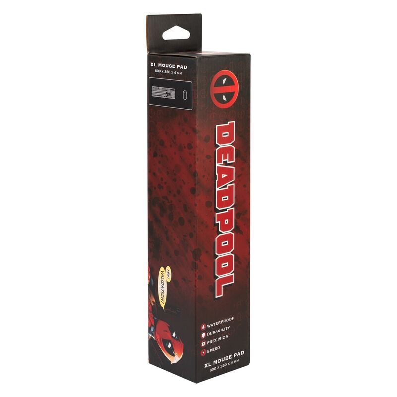 Zoom sur la base antidérapante en caoutchouc du tapis gaming Deadpool pour une stabilité parfaite