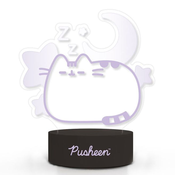 Lampe LED Pusheen Dreams ERIK vue de côté montrant le bouton de contrôle et le câble USB type C