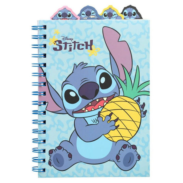 Vue de face du cahier A5 Disney Stitch ERIK avec couverture souple mate et illustration Stitch colorée
