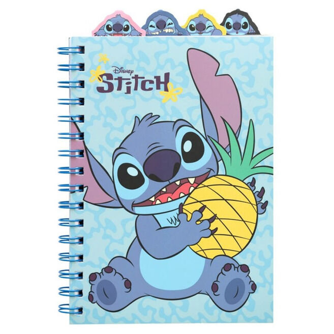 Vue de face du cahier A5 Disney Stitch ERIK avec couverture souple mate et illustration Stitch colorée