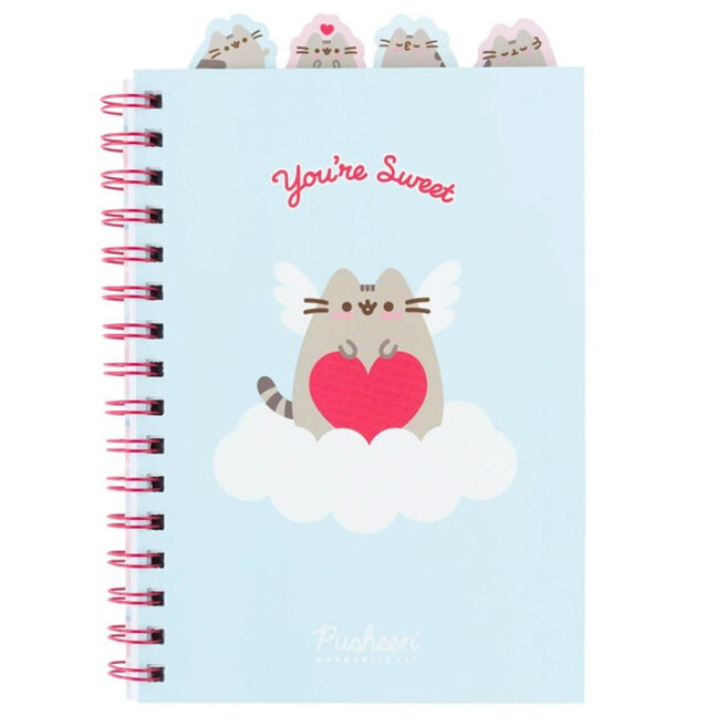 Vue de face du cahier Pusheen Purrfect Love au format A5 avec couverture souple mate