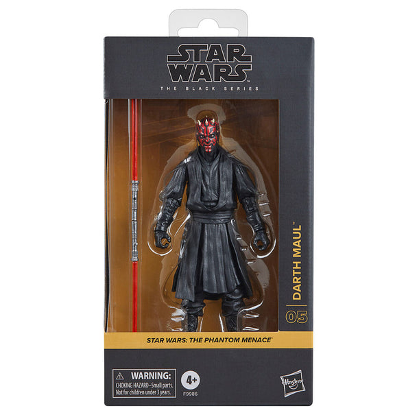 Figurine articulée Darth Maul 15cm vue de face avec son double sabre laser rouge