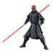 Vue latérale gauche de la figurine Darth Maul montrant les détails de la cape noire
