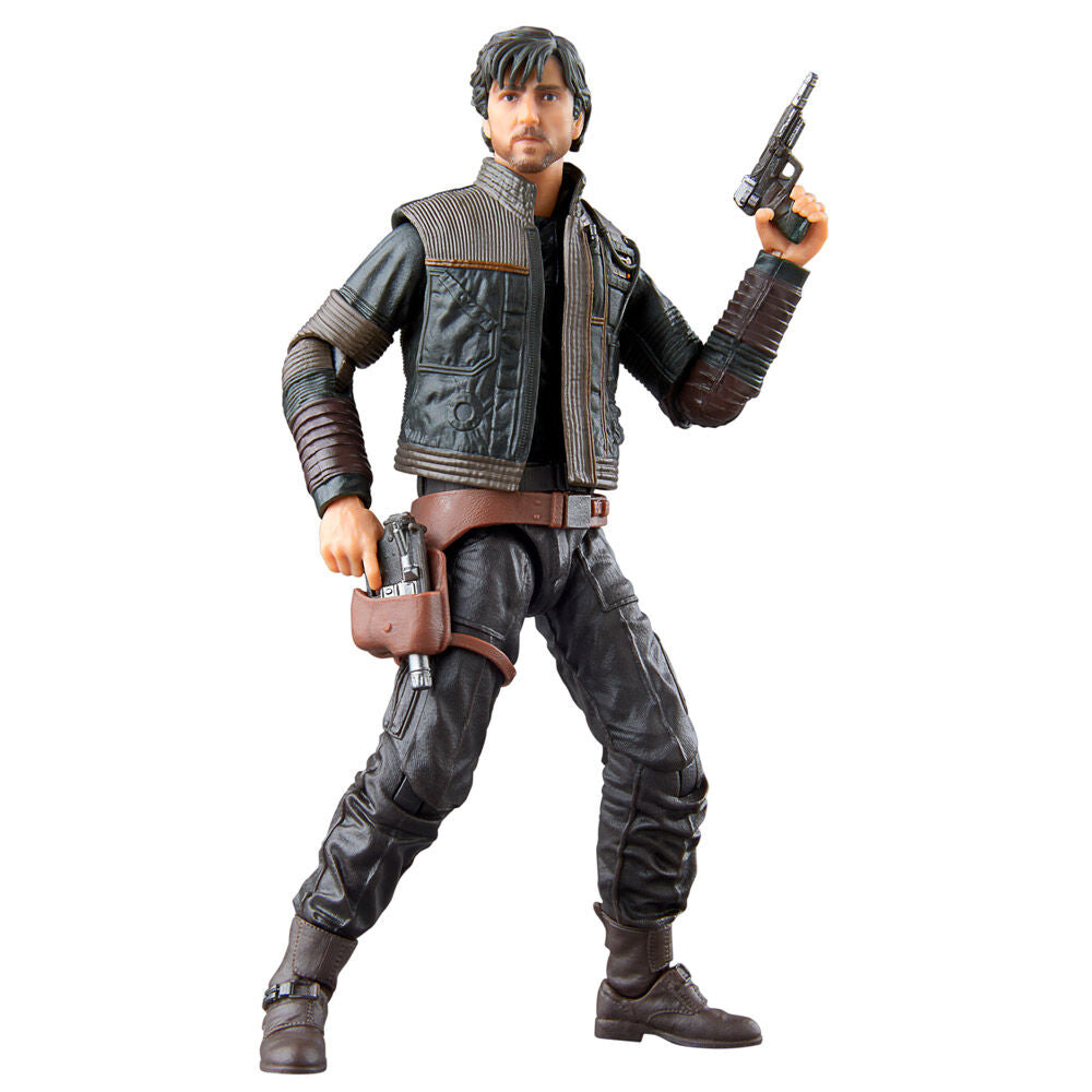 Figurine Cassian Andor en position de combat avec accessoires
