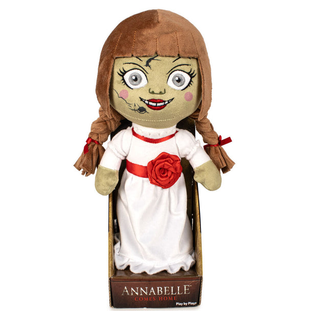Peluche Annabelle de 27 cm PLAY BY PLAY présentée dans une vitrine transparente, douce et détaillée.