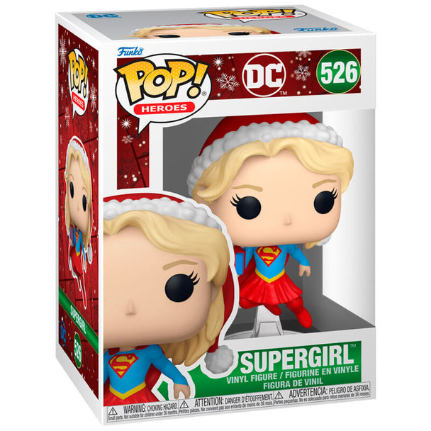 Figurine Funko POP Supergirl DC Comics édition Holiday de 9 cm en vinyle avec costume rouge et bleu festif