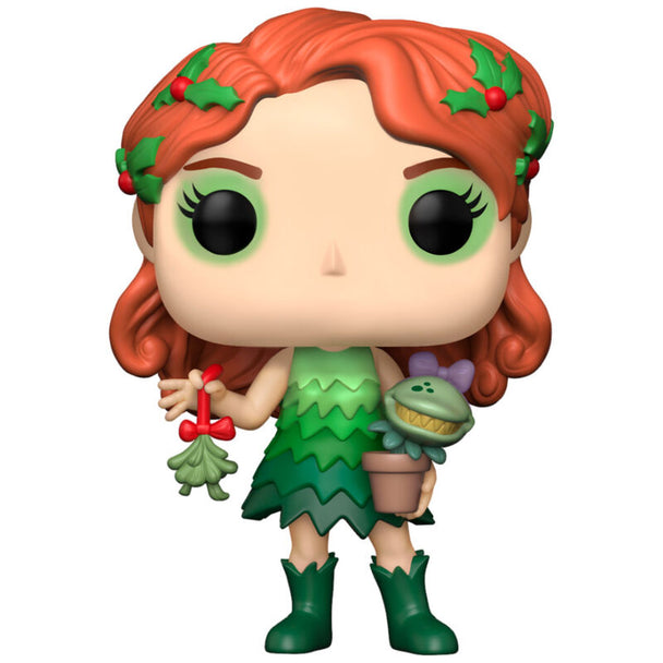 Vue rapprochée de la figurine Funko POP Poison Ivy Holiday montrant les couleurs vives et le design soigné