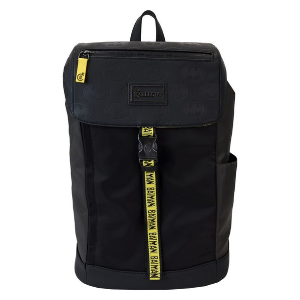 Sac à dos Loungefly Batman 85e Anniversaire vue de face avec logo embossé et broderies détaillées