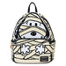 Vue de face du sac à dos Loungefly Snoopy Momie avec appliqués et broderies détaillés