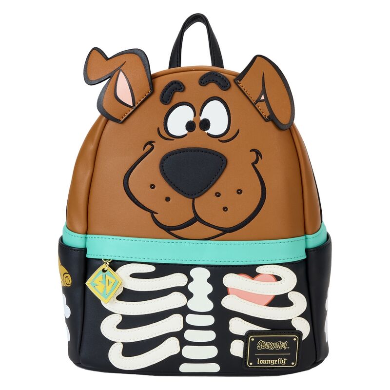 Sac à dos Loungefly Scooby Doo Squelette vue de face avec détails appliqués et zip émaillé