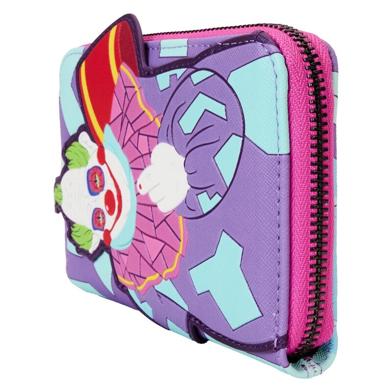 Fermeture zippée bronze et attache sécurisant le portefeuille vegan Loungefly Killer Klowns