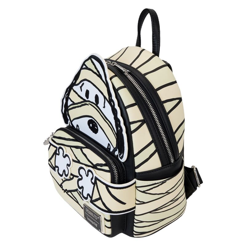 Poches latérales et poche avant zippée du sac à dos Loungefly avec doublure assortie