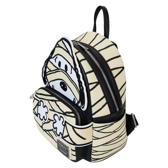 Poches latérales et poche avant zippée du sac à dos Loungefly avec doublure assortie