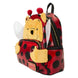 Détail des finitions en peluche, pompon et impression sur le sac à dos Loungefly Winnie l'Ourson Ladybug