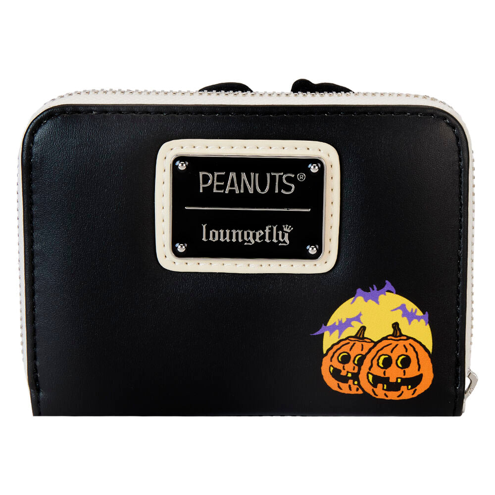 Fermeture éclair brillante argentée du portefeuille Loungefly Snoopy Momie en cuir vegan de 12,5x10 cm