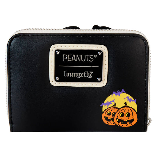 Fermeture éclair brillante argentée du portefeuille Loungefly Snoopy Momie en cuir vegan de 12,5x10 cm