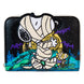 Portefeuille Loungefly Snoopy Momie en cuir vegan avec fermeture éclair argentée et détails phosphorescents