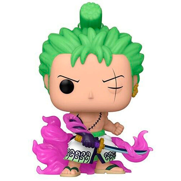Vue rapprochée de la figurine Funko POP Zoro Enma exclusive montrant les détails du personnage