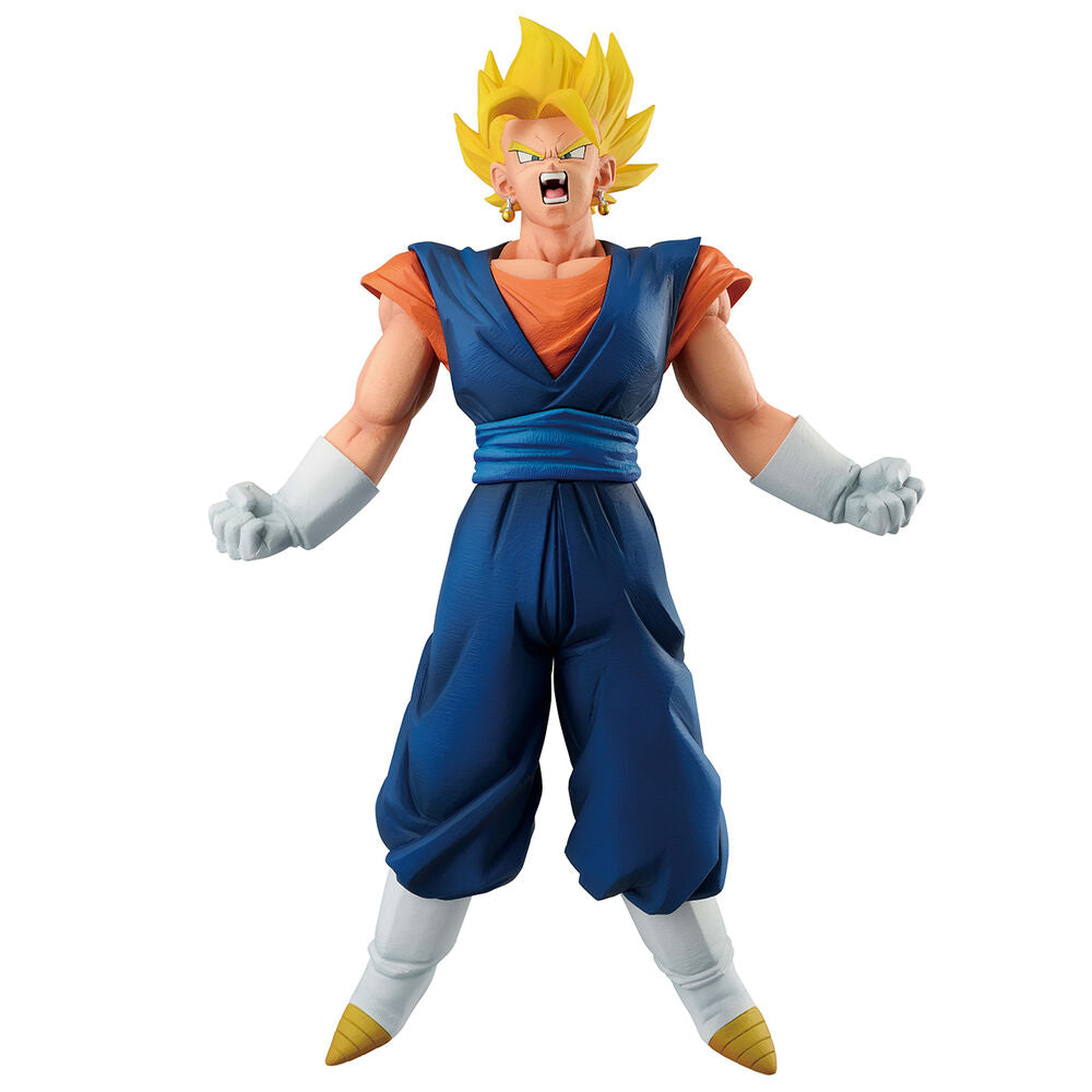 Zoom sur les détails des boucles d’oreilles Pothala et les effets de fusion sur la figurine Super Vegito