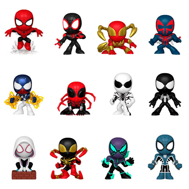 Figurine miniature Funko Marvel Spider-Man en position dynamique sur fond blanc