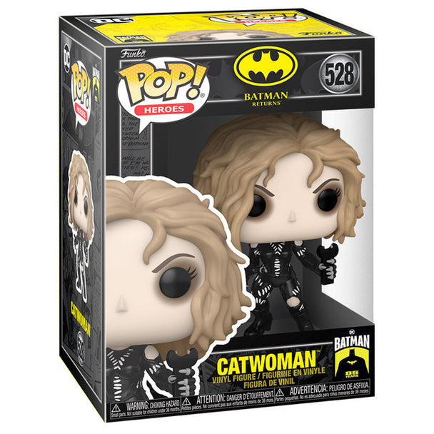 Vue rapprochée de la figurine Funko POP Catwoman Batman Returns avec détails précis et boîte collector