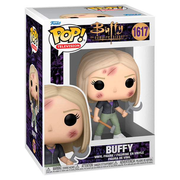 Figurine Funko POP de Buffy Summers de 9 cm en vinyle, présentée dans sa boîte cadeau officielle.