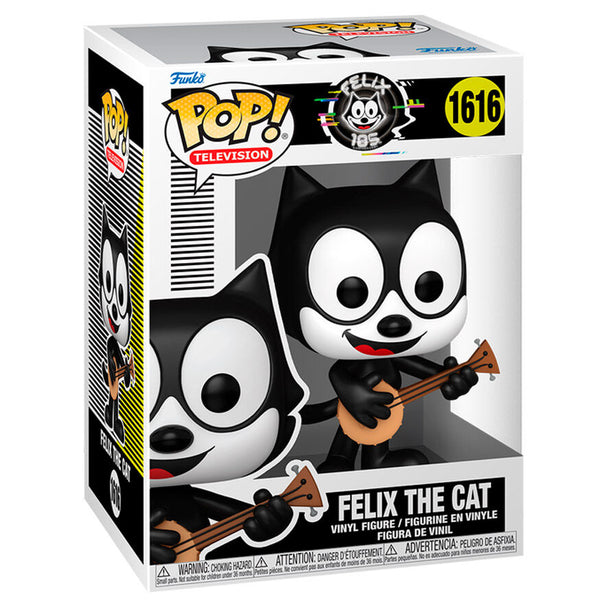 Vue rapprochée de la figurine Funko POP Félix le Chat montrant les détails du visage et des couleurs vives