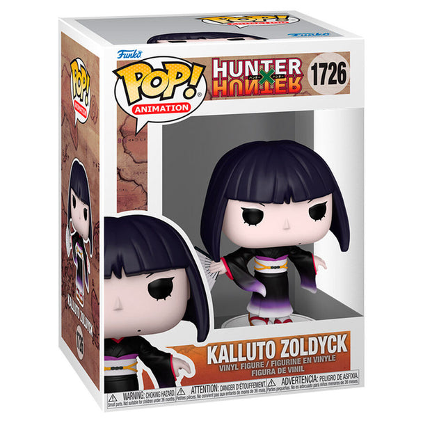 Vue rapprochée de la figurine Funko POP Kalluto Zoldyck Hunter x Hunter exposée sur fond blanc