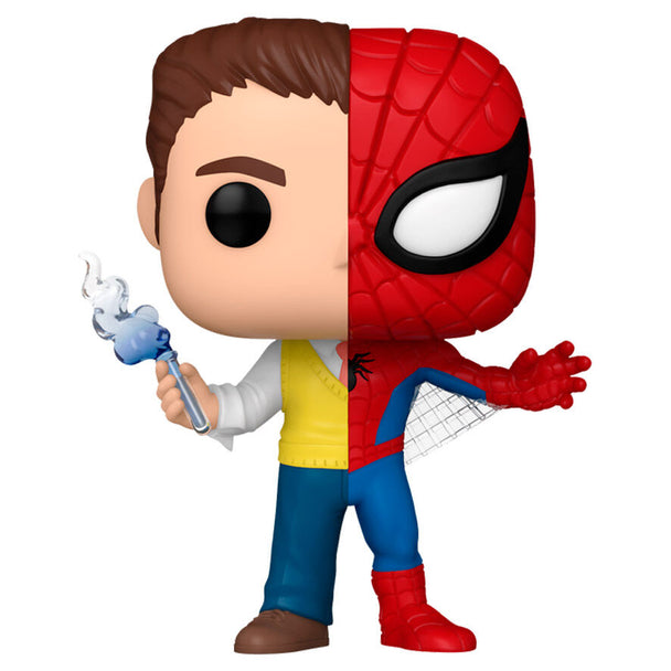 Vue rapprochée de la figurine Funko POP Carnage Parker/Spider-Man montrant les détails du design et les couleurs vives