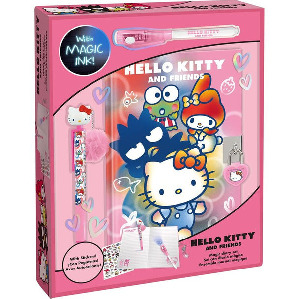 Couverture du journal Hello Kitty colorée avec illustrations et logo KIDS LICENSING, format 25,5x20,5 cm